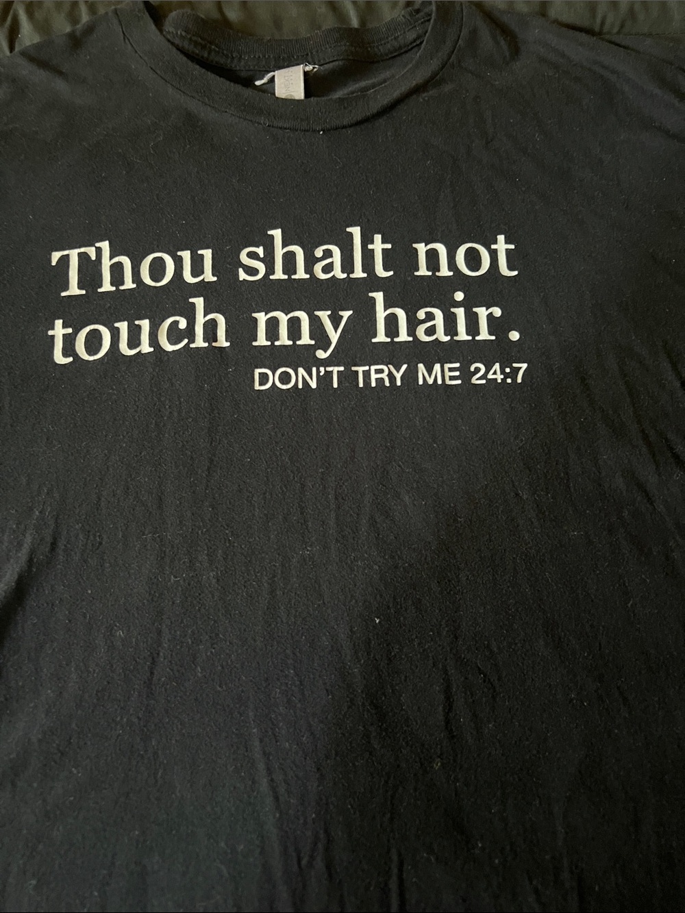 Thou Shalt Not Touch My Hair Black Graphic Tee
